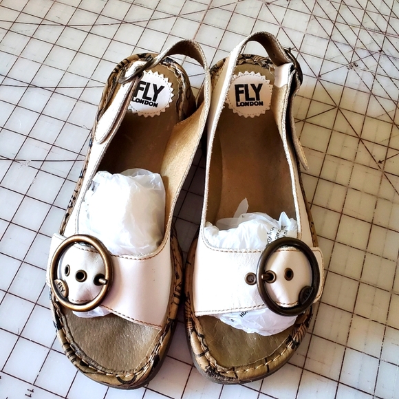 Fly London Shoes - Fly London Cream and Tan Sandals